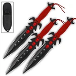 Ancestral Deadly Triad Throwing Knife Set - 3PC Red Skull Daggers W/ Sheath. Fixed Price $16.99.