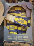 55 Vintage "new" Smith Razor Blades - Single Edge 11 Packages (+ Rough Box). Fixed Price $11.99.