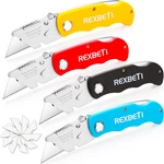 Rexbeti 4-PACK Folding Pocket Utility Knife Quick-change SK5 Box Cutter For Cart. Fixed Price $17.99.