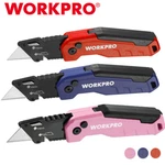 Workpro Folding Utility Knife Quick Change Box Cutter W/13PC Blade Blue/pink/red. Fixed Price $15.99.