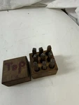 Vintage Standard Bench Made 1/8" Steel Number Punch Stamp Set Wood Box 0-9. Fixed Price $17.94.