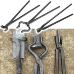 Iron Antique Tongs Tools Blacksmith Knife Making Anvil Forge 3 Pcs Set. Fixed Price $99.00.