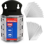 Workpro Utility Knife Blades, SK5 Steel, 100-PACK With Dispenser. Fixed Price $15.99.