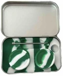 Wholesale Lot Of 10, 5ML Silicone Containers Green And White With Tool Tin Kits. Fixed Price $29.50.