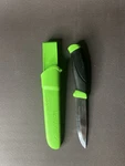 Morakniv Survival Knife Stainless Steel Straight Edge Green/black Handle Sheath. Fixed Price $20.00.