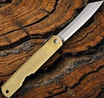 Higonokami Folding Knife 3" Satin Finish Blue Paper Steel Blade Brass Handle. Fixed Price $29.49.