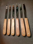 Set Of 6 - Custom Steak Knives By Lkw ( Leavenworth Knife Works ) Very Nice. Fixed Price $62.99.
