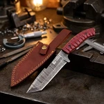 Damascus Tanto Knife Usa Sword & Blade Armory Red G10 Full Tang Hunting W/sheath. Fixed Price $30.59.