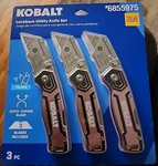 Kobalt 3 Pc. Lockback Quick-change Utility Knife Set Pink Aluminum Handle. Fixed Price $24.00.