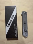 Twosun TS20 Folding Knife Gray Titanium Handle YJ01-V1 Plain Edge. Fixed Price $90.00.