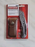 Nos Craftsman 94845 Folding Lockback Utility Knife Wooden Handle Leather Sheath. Fixed Price $28.50.