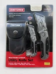 New Craftsman Double Wood Handle Lockback Utility Knife Set Belt Pouch 9-94835. Fixed Price $59.95.