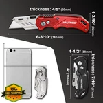 Hautmec 3-PACK Folding Utility Knife, Aluminum, 15 Extra Blades. Fixed Price $34.99.