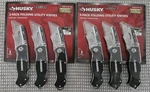 Husky 3 Folding Lock-back Utility Knives, Packs, 1000014724 New Sealed. Fixed Price $36.00.