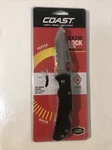 Coast BX310 Lockback Folding Knife 3.5" Serrated Blade Checkered Nylon Handle. Fixed Price $12.95.