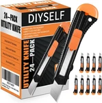 Diyself Box Cutter, Cutters Retractable Razor 24-PACK, Orange. Fixed Price $21.72.