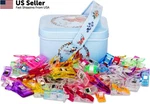 Camptek Pack Of 100 Sewing Fabric Clips With Tin Medium + Small, Multicolor. Fixed Price $15.69.