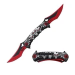 12.5" Dark Fantasy Blades Skull Printed Spring Assisted Twin Folding Knife Red. Fixed Price $24.99.