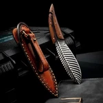 Damascus Steel Fixed Blade Knife Collectible Knives Full Tang. Fixed Price $71.99.