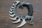 Dragon Knife 9 Blades Claw Fantasy Wood Display Stand 8 Overall Cast Alloy. Fixed Price $64.00.