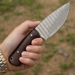 Handmade Forged Damascus Steel Fix Blade Knife Full Tang With Leather Sheath. Fixed Price $25.49.