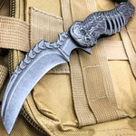 8.25" Tactical Stonewash Grim Reaper Skull Skeleton Spring Assist Pocket Knife. Fixed Price $15.95.