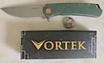 New Vortex Flipper Pocket Knife Lock Plain Blade Fast Ball Edc Green Gypsy Steel. Fixed Price $24.99.