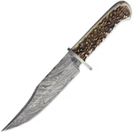 Bucknbear Bnb Kings Bowie Fixed Knife 6.75" Damascus Steel Blade Stag Handle. Fixed Price $159.00.