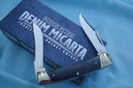 Rough Ryder Large Size Moose Blue Denim Micarta Knife New The Box RR2185. Fixed Price $25.00.