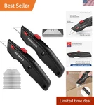 Durable Black Box Cutter - All Metal, Ergonomic Design, 10 Extra Blades Included. Fixed Price $30.99.