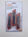 Hdx Utility Razor Knife Set 3-PACK With Rubber Grip & Position Locking Blades. Fixed Price $12.99.
