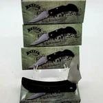 Lot Of 4 Frost Stainless Steel Serrade Blade Lockback Black Handle Knife. Fixed Price $10.95.