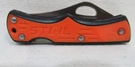 Stihl Pocket Knife Plain Blade Orange Black Handle. Fixed Price $14.50.