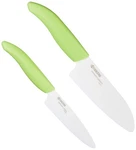 Kyocera Revolution 2-PC Ceramic Knife Set: Chef, Santoku, Utility White Blade. Fixed Price $111.60.