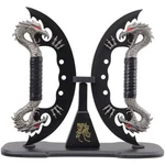11" Dual Fantasy Dragon Knife+display STAND-440 Stainless Steel Crescent Blades. Fixed Price $49.90.