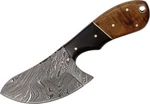 Damascus Butcher Knife 3" Steel Full Blade Brown Wood/black Buffalo Horn Handles. Fixed Price $34.49.