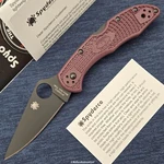 Spyderco Delica 4 Micro-melt PD#1 Black Blade Burgundy Frn Handles Sprint Run. Fixed Price $127.50.