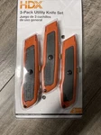 3-PACK Utility Razor Knife Set With Rubber Grip & Position Locking Blade Hdx. Fixed Price $7.99.