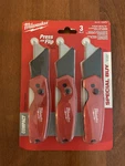 Milwaukee 48-22-1500PA Fastback Compact Folding Utility Knife (3-PACK). Fixed Price $26.99.