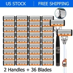 6-BLADE Men's Razor With Dual Lubrication 38 Piece Set, 2 Handle & 36 Cartridges. Fixed Price $14.89.