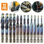 12PCS M3-M10 1/4" Hex Shank Composite Hss Metric Screw Thread Tap Drill Bits Set. Fixed Price $12.99.