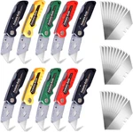 10-PACK Heavy Duty Folding Box Cutter Set With 30 Replacement Blades, Profession. Fixed Price $28.99.