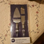 Wilton Cake Knife & Server Set Wedding Anniversary Stainless Steel Crystal Look. Fixed Price $9.99.