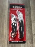 Sheffield 2PC Folding Lockback Utility Knife Set. Fixed Price $24.02.