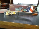 Bear & Sons Cutlery 9 1/2" Upswept Hunter India Stag Bone Handle Made Usa. Fixed Price $75.59.