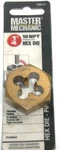 Master Mechanic 788614 1/4"-18 Npt Tin Coated Hex Die Pipe Thread. Fixed Price $12.90.