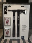 Sog Black Stainless Steel Four Piece Throwing Hawks Kit And Cards. Fixed Price $44.99.