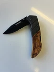 Husky Lock Back Combo Blade Folding Pocket Knife W/wood Handle -- Great Cond. Fixed Price $10.00.