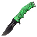 Master Usa Green Marijuana Leaf Linerlock 4 " Tactical Folder Knife MU-A102GN. Fixed Price $6.53.