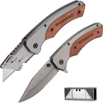 Workpro Folding Utility Knife & Edc Pocket Wood Handle W/10PC SK5 Blades. Fixed Price $25.99.